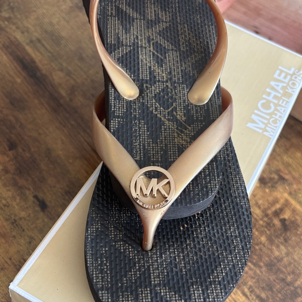 Michael Kors Black and Gold Sandals